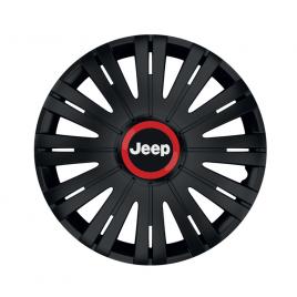 Set 4 capace roti pentru jeep, model active black cu inel rosu (dimensiune