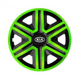 Set 4 capace roti pentru kia, model action black & green (dimensiune roată: r14)