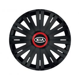 Set 4 capace roti pentru kia, model active black cu inel rosu (dimensiune