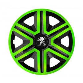 Set 4 capace roti pentru peugeot, model action black & green (dimensiune roată:
