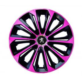 Set 4 capace roti pentru peugeot, model extra strong pink & black (dimensiune
