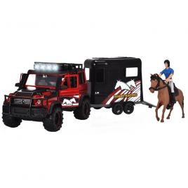 Set dickie toys horse trailer masina mercedes-benz amg 500 cu remorca si figurine