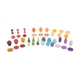 Set de 42 forme din lemn colorate pentru activitati educative - comorile padurii