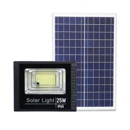 Proiector led smd 25w cu incarcare solara flippy, panou solar, cu telecomanda, suport prindere, material abs, 1.2ah, 44 led-uri, 79lm, 13x13.5 cm, negru