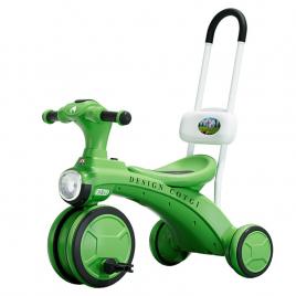 Tricicleta pentru copii flippy, pedalare, impingere, lumini si sunete, pedale antiderapante, material dur, cos depozitare, varsta peste 18 luni, 80x40x52 cm, verde