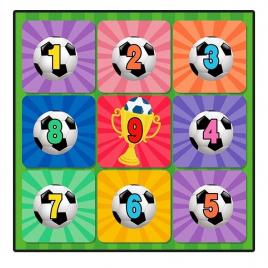 Set de fotbal flippy, joc recreativ pentru copii, minge cu scai, plansa din material textil, 150 x 150 cm, model trofeu, multicolor