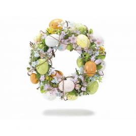 Coronita paste decorata cu oua si flori piersic spring 26 cm