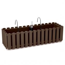 Jardiniera decorativa, suport metalic, sistem irigare,​​​​​​​ maro, 58x18x16.2 cm, boardee fencycase w 