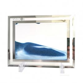 Rama foto cu nisp Alb Albastru Sticla cu 2 Dungi Oglinda 22 x 17 cm