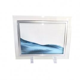 Rama foto cu nisp Alb Albastru Sticla cu Dunga Oglinda 22 x 17 cm