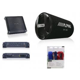 Set alpine subwoofer tub + amplificator auto 2 canale + kit cabluri