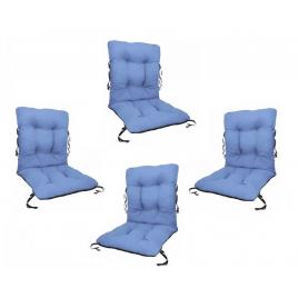 Set 4 perne sezut/spatar pentru scaun de gradina sau balansoar, 50x50x55 cm, culoare albastru