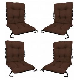 Set 4 perne sezut/spatar pentru scaun de gradina sau balansoar, 50x50x55 cm, culoare maro