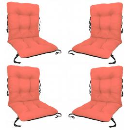 Set 4 perne sezut/spatar pentru scaun de gradina sau balansoar, 50x50x55 cm, culoare orange