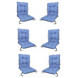 Set 6 perne sezut/spatar pentru scaun de gradina sau balansoar, 50x50x55 cm, culoare albastru