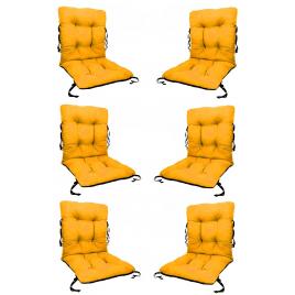 Set 6 perne sezut/spatar pentru scaun de gradina sau balansoar, 50x50x55 cm, culoare galben