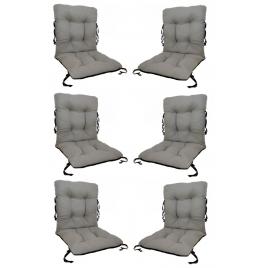 Set 6 perne sezut/spatar pentru scaun de gradina sau balansoar, 50x50x55 cm, culoare gri