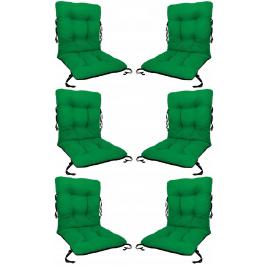 Set 6 perne sezut/spatar pentru scaun de gradina sau balansoar, 50x50x55 cm, culoare verde
