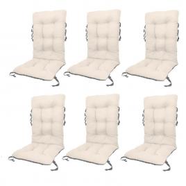 Set perne pentru scaun de casa si gradina cu spatar,  48x48x75cm, culoare alb, 6 buc/set