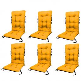 Set perne pentru scaun de casa si gradina cu spatar, 48x48x75cm, culoare galben, 6 buc/set