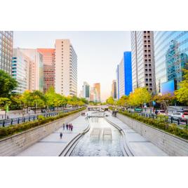 Fototapet autocolant PVC Canal din Seul, 160x240 cm