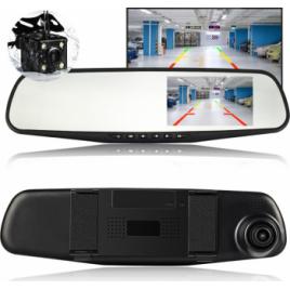 Camera Video Auto Discreta Tip Oglinda Cu Doua Camere Full HD Fata/Spate L9000 Model Slim 9mm Grosime