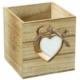 Suport din lemn,pentru creioane,si pixuri, model inima sau masinuta, 9x9x9 cm