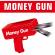 Money gun, pistol de aruncat bani, pentru petreceri bancnote incluse, rosu, 19 cm